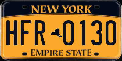 NY license plate HFR0130