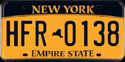 NY license plate HFR0138
