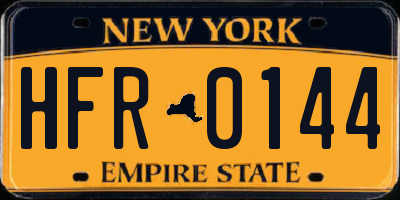 NY license plate HFR0144