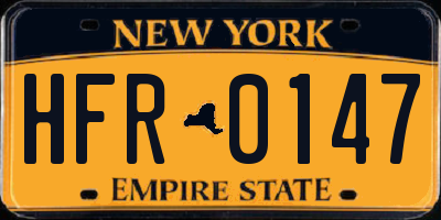 NY license plate HFR0147