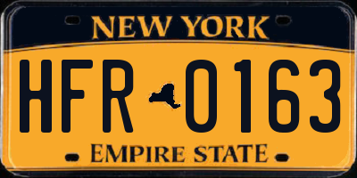 NY license plate HFR0163