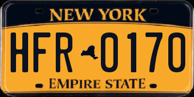NY license plate HFR0170