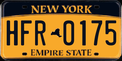 NY license plate HFR0175