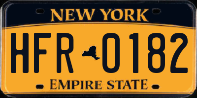 NY license plate HFR0182