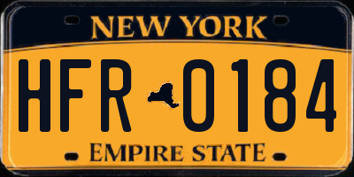 NY license plate HFR0184