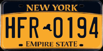 NY license plate HFR0194