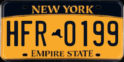 NY license plate HFR0199