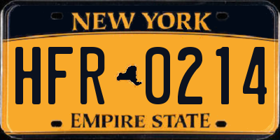 NY license plate HFR0214