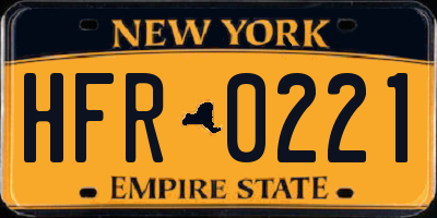 NY license plate HFR0221