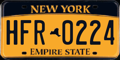 NY license plate HFR0224