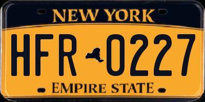 NY license plate HFR0227