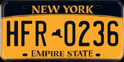 NY license plate HFR0236