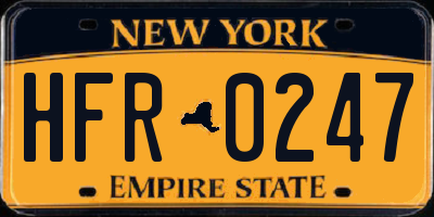 NY license plate HFR0247