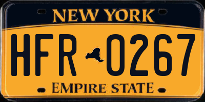 NY license plate HFR0267