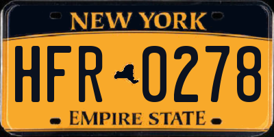NY license plate HFR0278