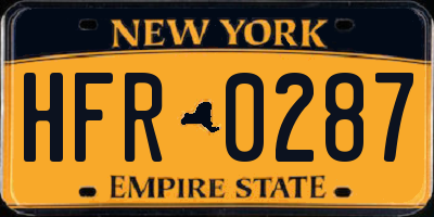 NY license plate HFR0287