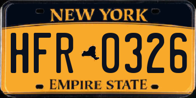 NY license plate HFR0326