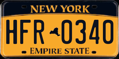 NY license plate HFR0340
