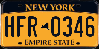 NY license plate HFR0346