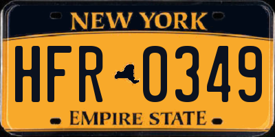 NY license plate HFR0349