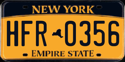 NY license plate HFR0356