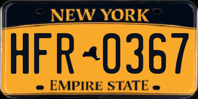NY license plate HFR0367