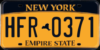 NY license plate HFR0371
