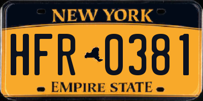 NY license plate HFR0381