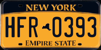 NY license plate HFR0393