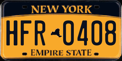 NY license plate HFR0408