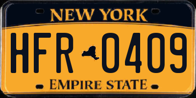NY license plate HFR0409