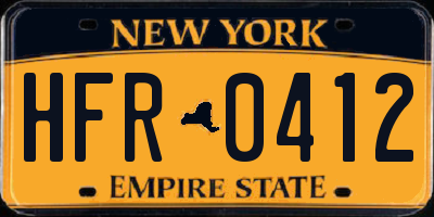 NY license plate HFR0412