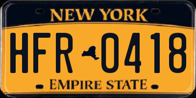 NY license plate HFR0418