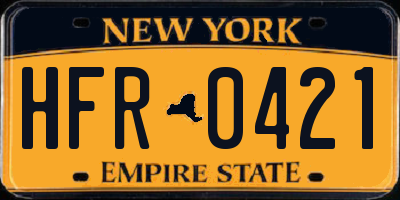 NY license plate HFR0421
