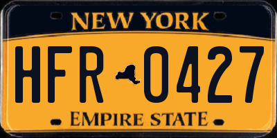 NY license plate HFR0427