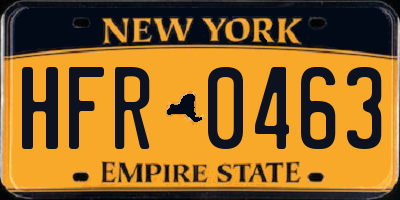 NY license plate HFR0463
