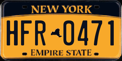 NY license plate HFR0471