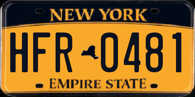 NY license plate HFR0481