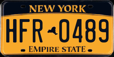NY license plate HFR0489