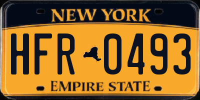 NY license plate HFR0493