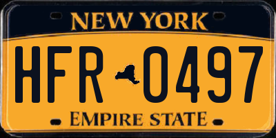 NY license plate HFR0497