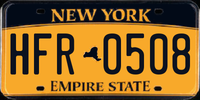 NY license plate HFR0508