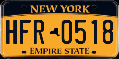 NY license plate HFR0518