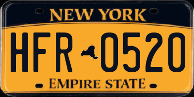 NY license plate HFR0520