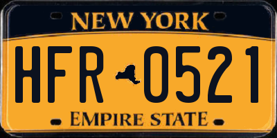 NY license plate HFR0521