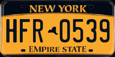 NY license plate HFR0539