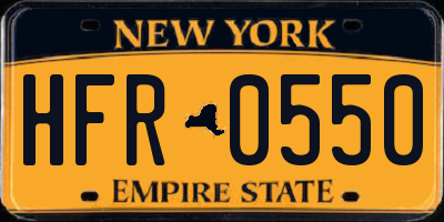 NY license plate HFR0550