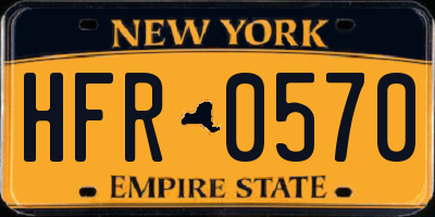 NY license plate HFR0570