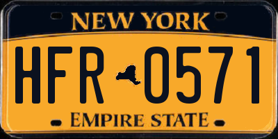 NY license plate HFR0571