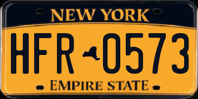 NY license plate HFR0573